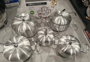 Atacado: Kit Profissional de Utensílios de Cozinha em Alumínio com 10 Peças - Panelas e Caçarolas de 16-24cm - Product Image 2