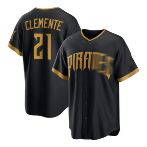 Camiseta de Béisbol de los Pittsburgh City, Negra y Dorada, con Bordado, de Poliéster, para Hombre, con los Números 21 de Roberto Clemente, 30 de Paul Skenes y 6 de Konnor Griffin - Product Image 3