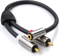 Câble audio stéréo court de 30 cm, prise jack 3,5 mm femelle, 2 connecteurs RCA mâle, boîtier en métal PVC, adaptateur pour téléphone portable, écouteurs