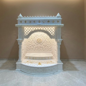 Mandir en marbre poli fait main en gros pour usage intérieur d'hôtel, provenant d'un fournisseur indien, modèle et motif variés - Product Image 2