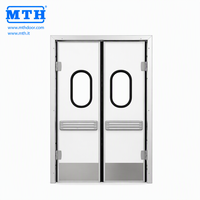 Porte battante bidirectionnelle isolée de 40 mm en acier inoxydable à double battant pour salle blanche et entrepôt de supermarché