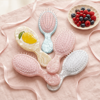 Brosse à cheveux en acétate à coussin d'air, motif fruit personnalisé délicat, peigne de massage portable pour filles, utilisation en voyage C0266