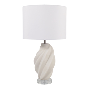 Lampada da Tavolo Scultorea in Resina Bianca, Luce d'Accento Moderna per Comodino e Arredo Notturno - Product Image 1