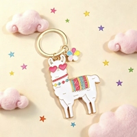 Gantungan Kunci Alpaca Llama Enamel Lucu dengan Logo Kustom Grosir, Cincin Logam Perak, Suvenir Hewan, Gantungan Tas, Hadiah untuk Wanita