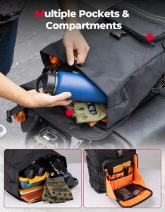 Free Sample <b>Leather</b> Motorcycle Helmet Bag 45L Insulated Thermal Cooler <b>Backpack</b> Food Box Delivery Custom Logo <b>Black</b> - Product Image 3