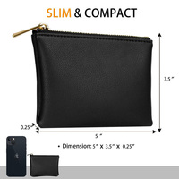 Dompet koin Mini wanita, dompet kulit lembut pemegang kartu ritsleting koin