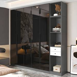 Meubles de chambre à coucher sur mesure de style italien moderne et luxueux, <span class=keywords><strong>armoire</strong></span> avec porte en verre gris, forme droite, <span class=keywords><strong>armoire</strong></span> avec tiroirs - Product Image 3