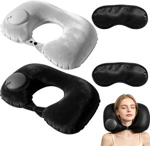 Oreiller de voyage gonflable pour le cou, oreiller de voyage portable, oreiller de voyage gonflable en forme de U, pour dormir - Product Image 1