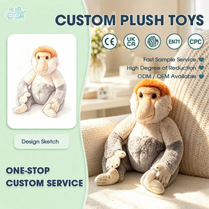 Aangepaste Proboscis Aap Pluche Speelgoed Realistische Lange Neus Aap Knuffeldier Wilde Dieren Pop Kinderkamer Decoratie Cadeau voor Kinderen - Product Image 1