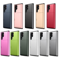 Étui portefeuille robuste avec fentes pour cartes pour Samsung Galaxy S23 Ultra, étui pour cartes pour Samsung S23 S22 Plus S21