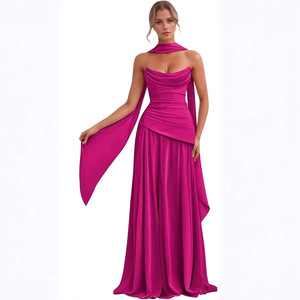 Vestido de Noche Elegante sin Tirantes, Ajustado, de Color Sólido, con Abertura Alta y Detalle de Lazo en la Espalda - Product Image 4