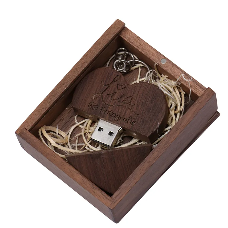 Jaster Hout Hart Usb2.0 Pendrive 64Gb 32Gb 16Gb 8Gb Usb Stick Huwelijkscadeau Geheugen Usb Flash drive