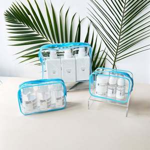 Sac à cosmétiques en plastique avec logo personnalisé, fermeture éclair, portable, imperméable, sacs à cosmétiques pour voyage en plein air, anti-poussière, sac de rangement en PVC - Product Image 1