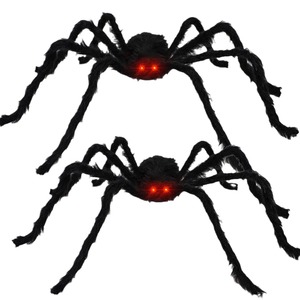 DAMAI Halloween Large Nylon Spider Web Toy LED Eye-Lit Triangle Fan-Shaped Ghost Party Decor Battery Power New Design Product - Product Image 5