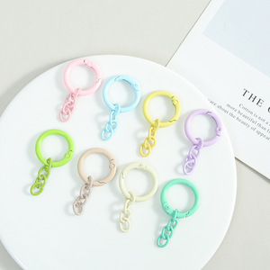 Conectores de llavero de anillo de resorte pintados en colores macaron al por mayor, fornituras de joyería DIY, anillos abiertos de cadena de 4 eslabones para bolsos - Product Image 3