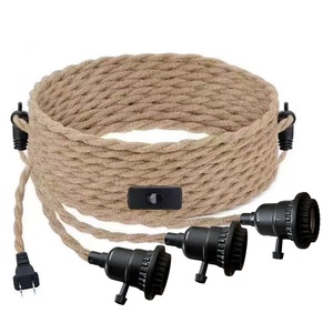 <span class=keywords><strong>Kit</strong></span> d'extension de câble pour suspension vintage en corde de chanvre torsadée, douille de <span class=keywords><strong>lampe</strong></span> E26/E27, interrupteur marche/arrêt avec variateur, prises US/EU/UK/AU - Product Image 3