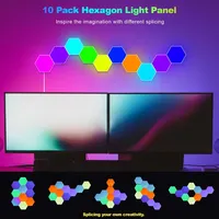 Smart Hexagone LED Appliques Murales RGBIC Panneaux avec App Télécommande Synchronisation de Musique Alimenté par USB Changement de Couleur pour Chambre de Jeu DIY