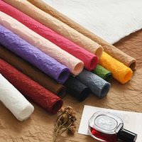 Kertas Pembungkus Xuenai, Kertas Kusut Buatan Tangan, Tebal 3D, Warna Alami, Pola Batu Buatan Tangan, 50*50cm, Motif Bunga Segar