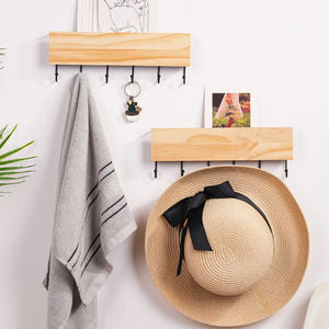 Porte-clés <span class=keywords><strong>mural</strong></span> en métal et bois, étagère murale, décoration mignonne, cintre, organisateur de vêtements, rangement pour la chambre - Product Image 4