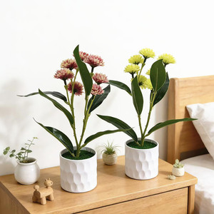 Bonsái de claveles artificiales Paulon de 27 cm en blanco, morado y rosa para decoración del hogar y la oficina. - Product Image 2