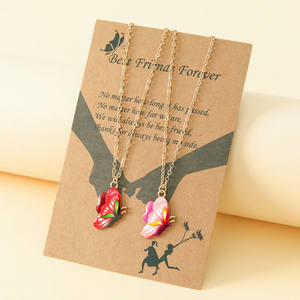 Collier meilleur ami cadeaux d'anniversaire filles femmes amis collier papillon en émail - Product Image 2