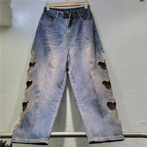 <span class=keywords><strong>GX</strong></span>-Retro Love Heart Hollowed Out Harun Jeans Femmes 2025 Début du printemps Nouvelle mode - Product Image 1