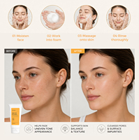Nettoyant Moussant Personnalisé en Gros avec Logo, Acide Kojique, Curcuma, Acide Hyaluronique, Niacinamide, Vitamine C et E, Contrôle du Sébum, Nettoyage en Profondeur