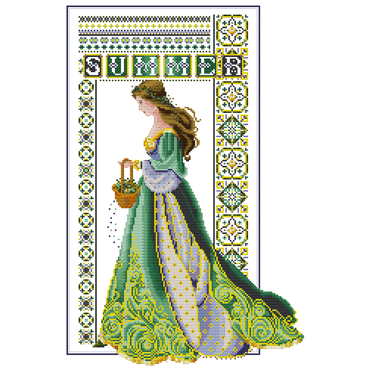 Оптовая продажа, хлопчатобумажная холщовая ткань NKF для рукоделия, летняя вышивка с узором ангела, Набор для вышивки крестиком в домашних условиях