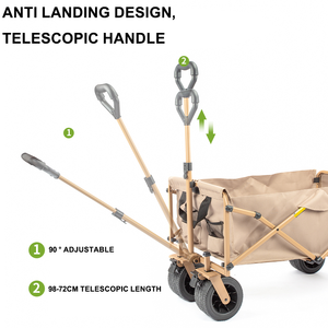 OEM Açık Hava Bahçe Arabası Yüksek Kaliteli Dört Tekerlekli Siyah Büyük Kapasiteli Katlanabilir Kamp Arabası - Product Image 3