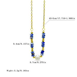 Collar <span class=keywords><strong>de</strong></span> Perlas <span class=keywords><strong>de</strong></span> Piedra Natural con Cadena Delgada Ajustable <span class=keywords><strong>de</strong></span> Acero Inoxidable Dorado, Joyería Boho Multicolor para Mujer - Product Image 3