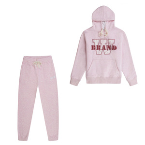 Personnalisé poids lourd Vintage lavage à l'acide deux pièces ensemble femmes à capuche français éponge survêtement Long hiver survêtement capuche pantalons de survêtement - Product Image 2