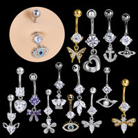 316 Chirurgischer Stahl Sexy Piercing Schmuck Bauch Ring Auge Herz Bienen form Zirkon Dangle Bauch Ring