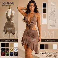 Robe longue midi décontractée d'été pour femme avec fente et volants, personnalisable en gros par le fabricant OEM