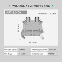 Bloc de bornes à vis haute tension pour rail DIN UUT-2.5-GY 0.2-4mm² 24A 1000V Remplace le bloc de bornes de câblage UK2.5B