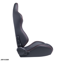 Sièges baquet de course sport JDM EPMAN inclinables noirs avec glissières et surpiqûres rouges en suède noir gauche/droite JBR1035BR
