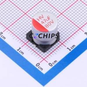 HV1K476M1010PZ ตัวเก็บประจุแบบแข็ง SMD, D10xL10 มม. ( ความจุ: 47uF ) ( ความแม่นยำ: 20% แรงดันไฟฟ้าที่กำหนด: 80V ) - Product Image 1