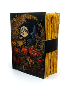 Handmade Leather Journal Moon Floral Design Antique <b>Lock</b> <b>Notebook</b> 200 Pages Hardcover Vintage Writing Diary Rustic Gift Pencil - Product Image 2
