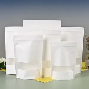 Zipper Waterproof 3 Layers Paper Bag Packaging Bag Reclosable Food Packaging Zip Lock Bags Craft Zipper Pouch With Window