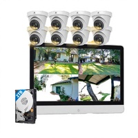 Système de sécurité CCTV 4COVR 8 canaux 4K CMOS avec disque dur 2 To, 8MP PoE IP AI/H.265, audio bidirectionnel, vision nocturne couleur, visualisation via application et détection de mouvement