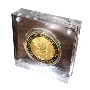 Cápsulas acrílicas magnéticas para monedas, vitrina acrílica transparente para monedas, soporte acrílico personalizado para medallón