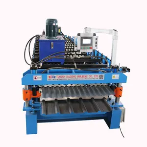 Kleur Gecoat Dakbedekking Vellen Aluminium Trapeziumvormige Dakbedekking Roll Forming Machine Voor Verkoop