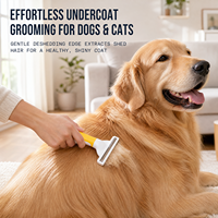 Peigne anti-poils pour chats et chiens avec lame en acier inoxydable et manche en ABS, système de pression à un clic pour l'élimination des poils et la désincrustation