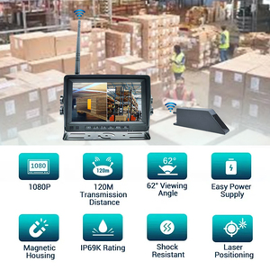 7 pulgadas AHD inalámbrico 5G alcance camión carretilla elevadora Cámara sistema Monitor coche cámara de respaldo con paquete de batería - Product Image 5