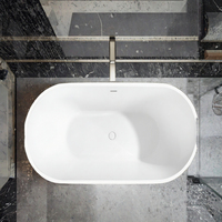 Baignoire autoportante ovale moderne en acrylique et pierre artificielle blanche pour appartement, modèle hôtelier, en promotion