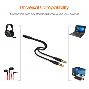 Convertidor de Audio de 3,5mm, adaptador de cable macho a hembra, 2 en 1, auriculares, micrófono, auricular de doble orificio, auriculares, cable auxiliar para ordenador - Product Image 2