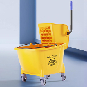 Chariot <span class=keywords><strong>de</strong></span> nettoyage mobile pour hôtels, commerces, avec essoreuse <span class=keywords><strong>à</strong></span> serpillière manuelle, roues silencieuses en plastique épais, pour magasins, restaurants - Product Image 5