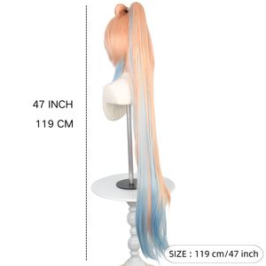 Mengtong Perruque queue de cheval synthétique de haute qualité Orange Bleu Longue Perruque Cosplay Genshin Impact Transparent Inspiré Sangonomiya <span class=keywords><strong>Kokomi</strong></span> - Product Image 6