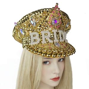 Manwu fabrikasının doğum günü partileri için özelleştirilmiş lüks pullu şapka Bachelorette festivali açık havada için Steampunk gelin şapka - Product Image 1