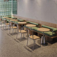 Meubles commerciaux modernes, bistrot, bois et acier inoxydable, restaurant, café, hôtel, ensemble de table et de chaises de salle à manger