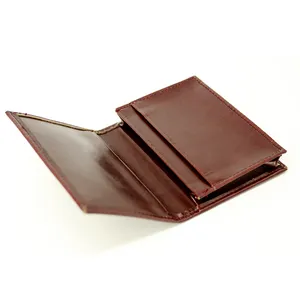 Customized supplier Brand Brown Genuine Leather Slim Money Clip men wallet card holder